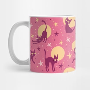 Moonlit Cats on Dusty Rose Mug